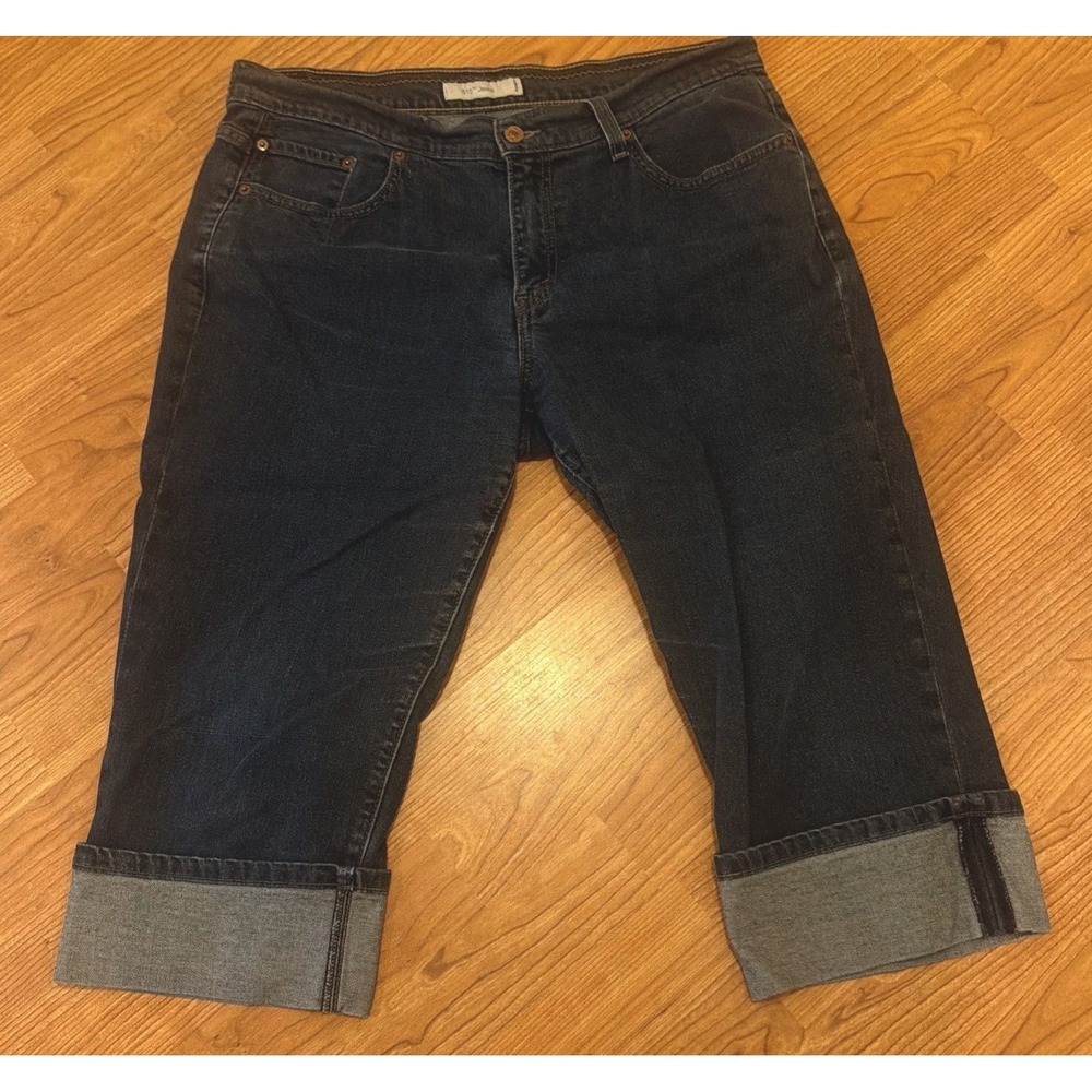 Levi's 515 Women's Size 14 Dark Wash Denim Capri Jeans Cuffed Stretch